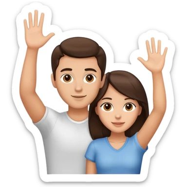 Good looking brunette couple with light tan skin, chest up view, standing close together sticker