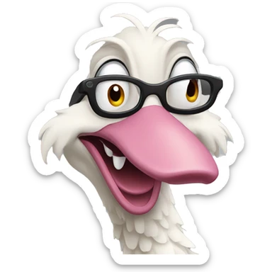 Crazy old goose q with big teeth  sticker