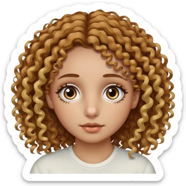 A girl with brown curly hair and blonde edges side parted with hazel central heterochromia eyes and a nose ring sticker