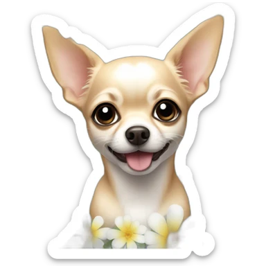 cute chihuahua with blue eyes and flowers sticker