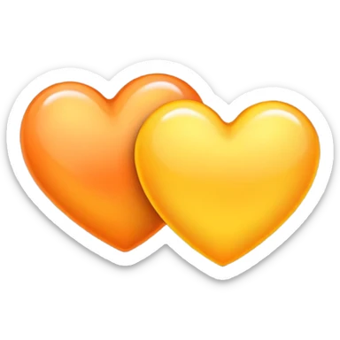 two hearts orange and yellow pastel sticker