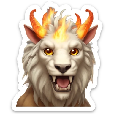 chimaera: A magical creature with the heads of a lion, goat, and dragon. It has a fierce appearance and breathes fire from its dragon head. sticker
