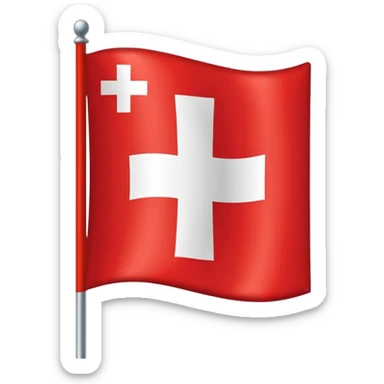 flag of Switzerland, red square with a bold white cross, simple and iconic sticker
