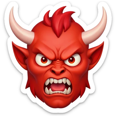 angry devil with red face, horns, and furious expression sticker