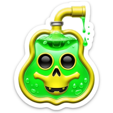 3D render of [INSERT OBJECT], toxic waste aesthetic, neon green bubbling liquid, caution yellow metal, industrial warning texture, Apple emoji style, isolated on white background --v 6.0 sticker