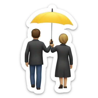 A person holding an umbrella over someone else seen from the back  sticker