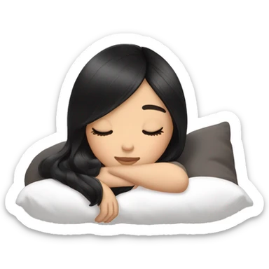 Coquette asian black hair girl sleeping  sticker