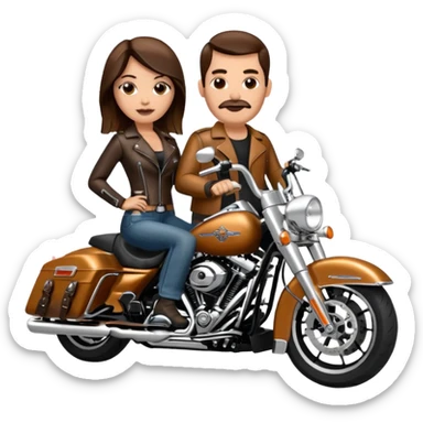 Un couple de biker sur une harley road king sticker
