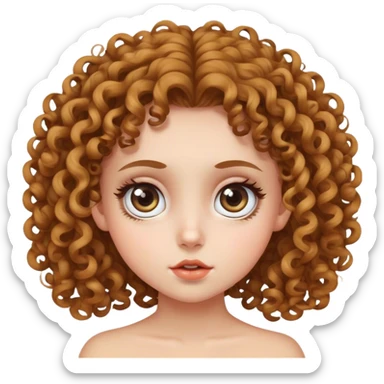 curly hair girl with big eyes sticker