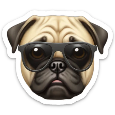old pug with dark sunglasses sticker