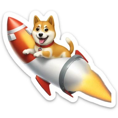 Doge riding a rocket drawn more cartoonishly facing right sticker