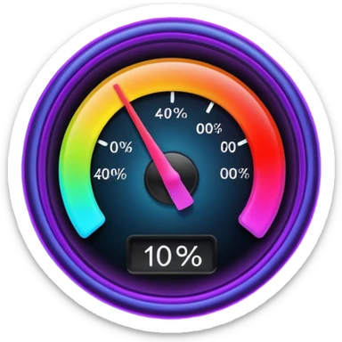 a percentage meter measuring capacity, neon colors sticker
