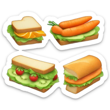 Sandwich, Fruit, Carrot sticker