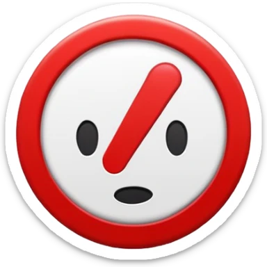 Red warning emoji, attention alert, red circle or triangle with white exclamation mark, bold, high contrast, flat emoji style. sticker