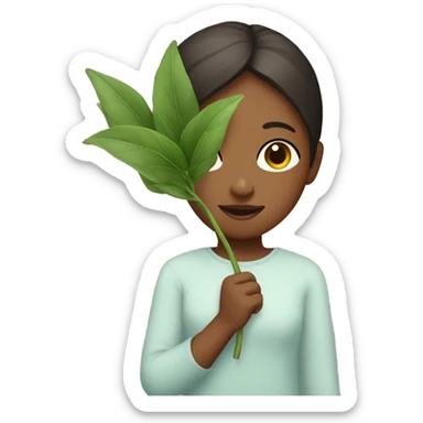 Girl with plant in hands sticker