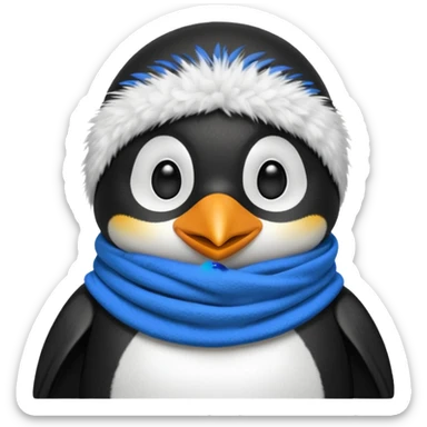penguin with blue scarf and balaclava  sticker