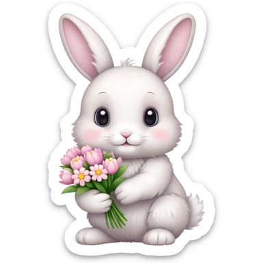 Cute bunny with flowers  sticker