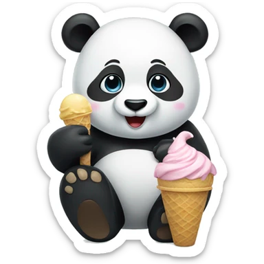 Panda eating ice cream sticker