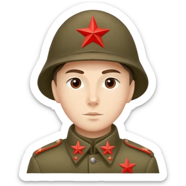 Red Army soldier from 1918 with budenovka hat and red star, Russian Civil War era sticker