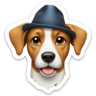 Dog wearing a hat sticker