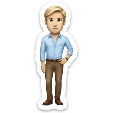 man who has tan but fair skin, brown hair, blue eyes, wearing ralph lauren shirt, and wearing an patek philippe watch sticker