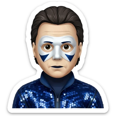 Michael Myers with dark blue sequin outfit  sticker