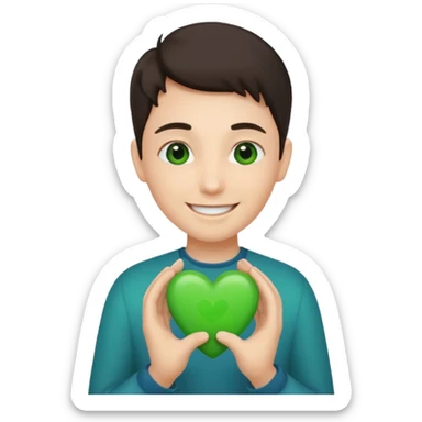 Smile with a green heart in your hands sticker