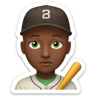 Black bald guy with a baseball cap, brown eyes & a white girl brown hair with green eyes no baseball cap sticker