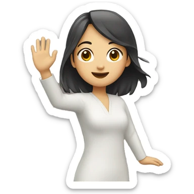 Asian girl waving sticker