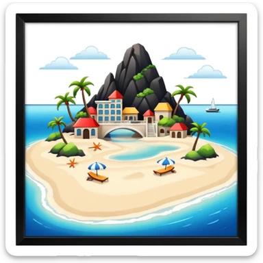 attractive island  with a beach and infrastructure  sticker