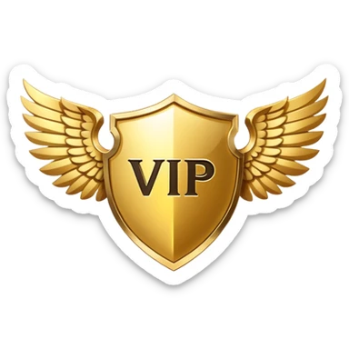 Gold shield with wings and VIP text in the center sticker