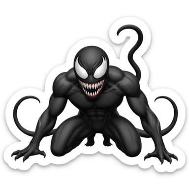 Venom character crawling, no chest logo, classic emoji look sticker