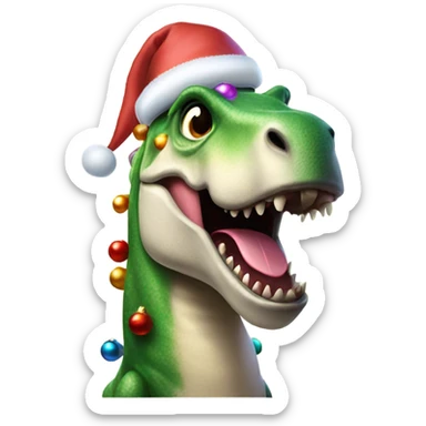 T-Rex unicorn with a goofy face excited about Christmas sticker