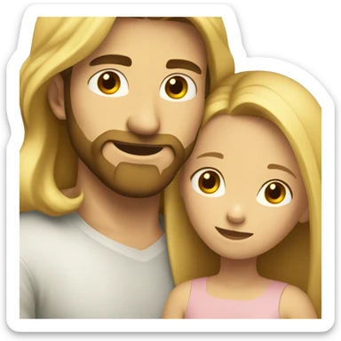 man with brown beard hugging girl with long blonde hair sticker
