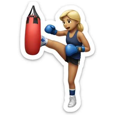 girl punching a muay tai boxing bag sticker