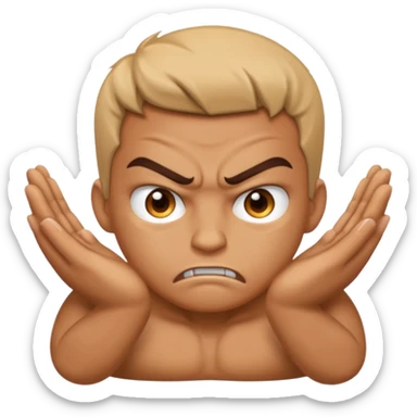 Manos juntas con cara de malo sticker