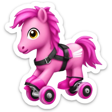 Pink (light fuchsia) pony wearing roller blades sticker