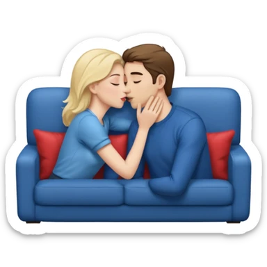 Man and woman kissing on couch sticker