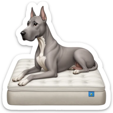 Gray Great Dane on king size mattress floppy ears white mattress  sticker