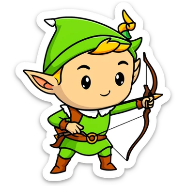 Elf archer with pointy ears and bow sticker