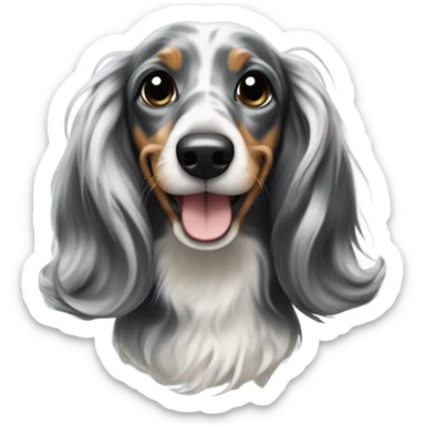 Long-haired marble dachshund sticker