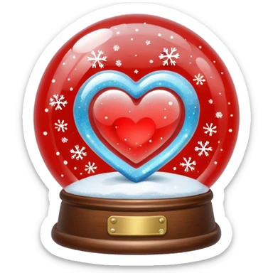 Heart-shaped snow globe sticker