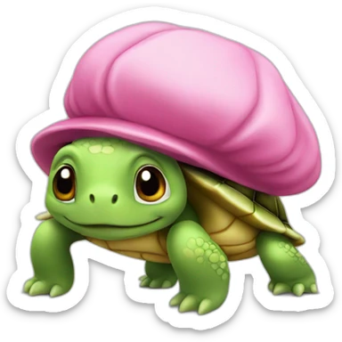 turtle with pink beret sticker