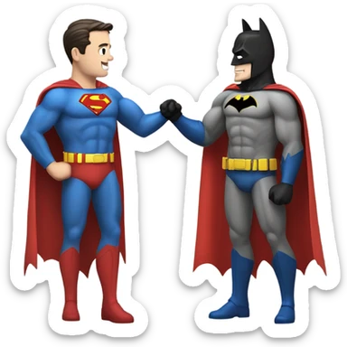 Create a picture of batman and superman shaking hands sticker