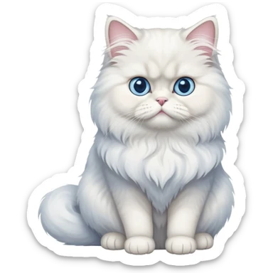 Persian cat full body sitting with blue eyes sticker