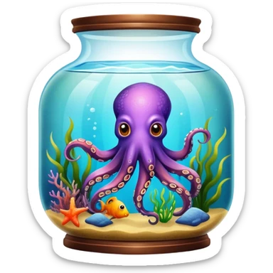 Octopus in fish tank sticker