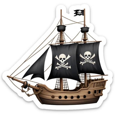 pirate ship with black flag sticker