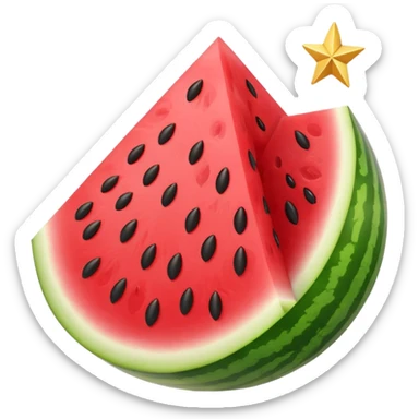 Watermelon slice with star-shaped seeds. sticker