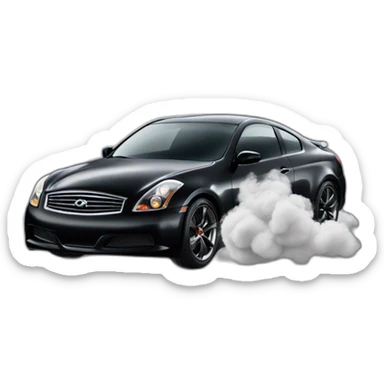 Black infiniti g35 coupe car with emoji smoke sticker