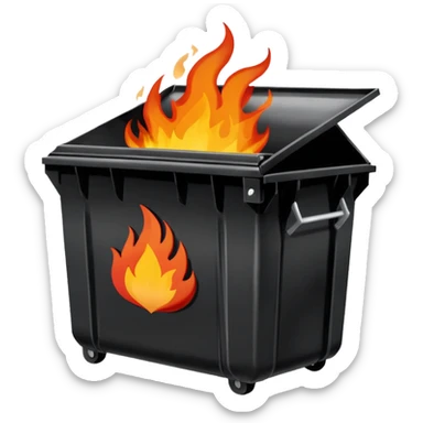 Flaming dumpster fire with the words "Indian bureaucracy" on the dumpster. No typo. sticker